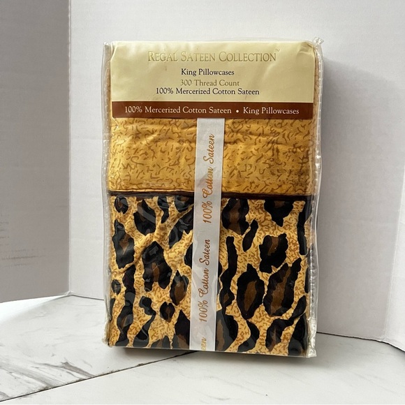 Regal Sateen Collection Other - Two King Size Leopard Print Pillowcases 300 Thread Count Brown/Black 20" X 40"
